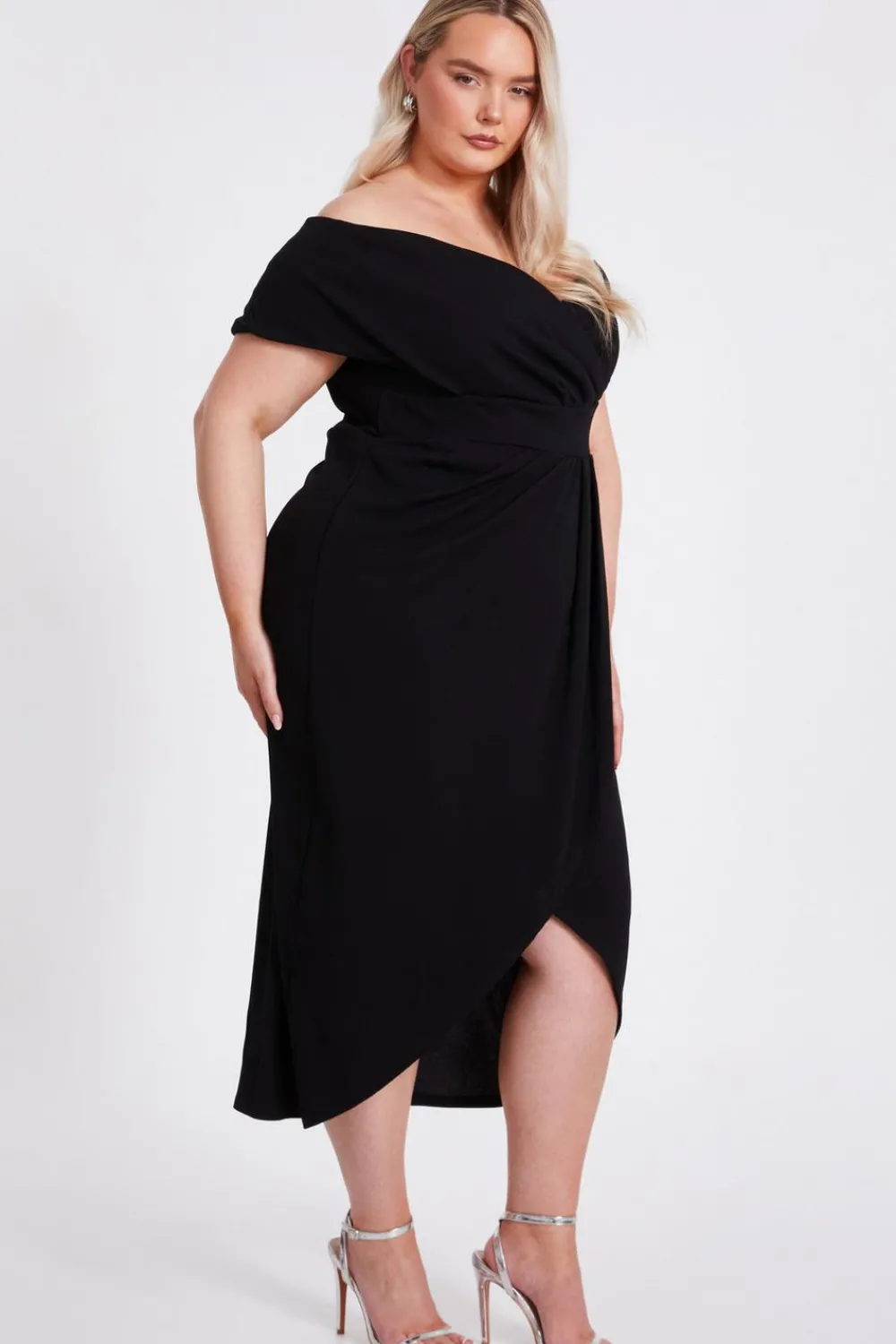 Quiz Evening Dresses|Christening Guest>Curve Bardot Midi Dress