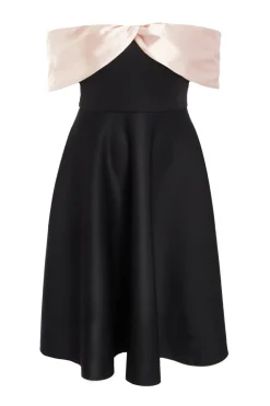 Quiz Evening Dresses|Wedding Guest Dresses>Curve Black Contrast Bardot Skater Midi Dress