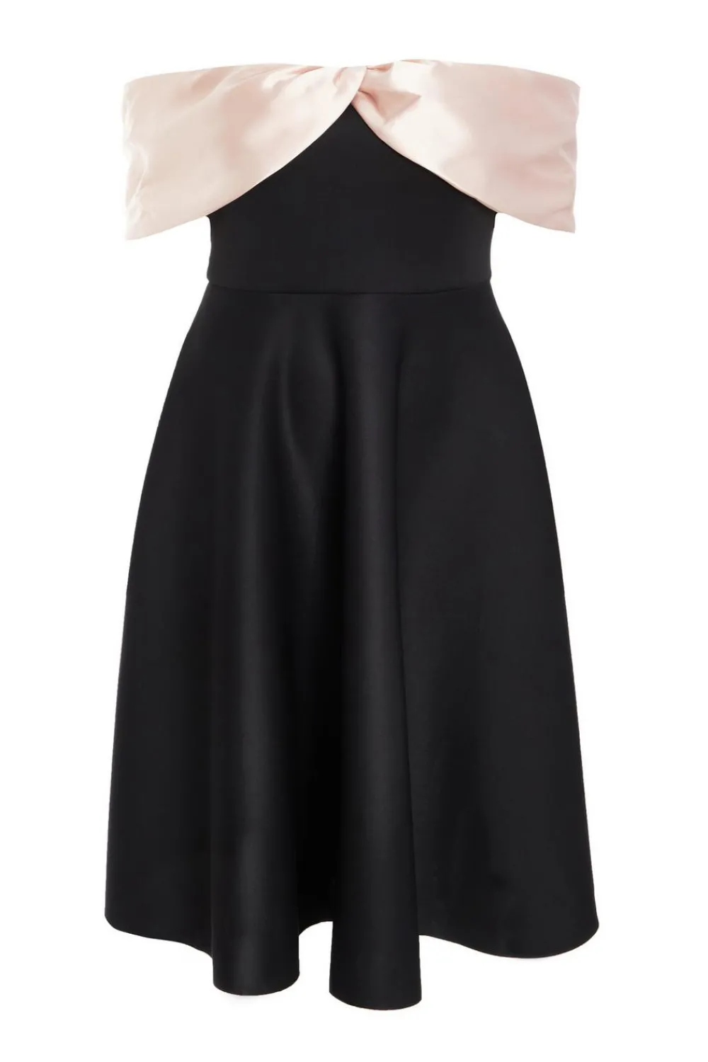 Quiz Evening Dresses|Wedding Guest Dresses>Curve Black Contrast Bardot Skater Midi Dress