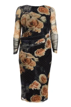 Quiz Wedding Guest Dresses|Occasion Dresses>Curve Black Floral Mesh Midaxi Dress