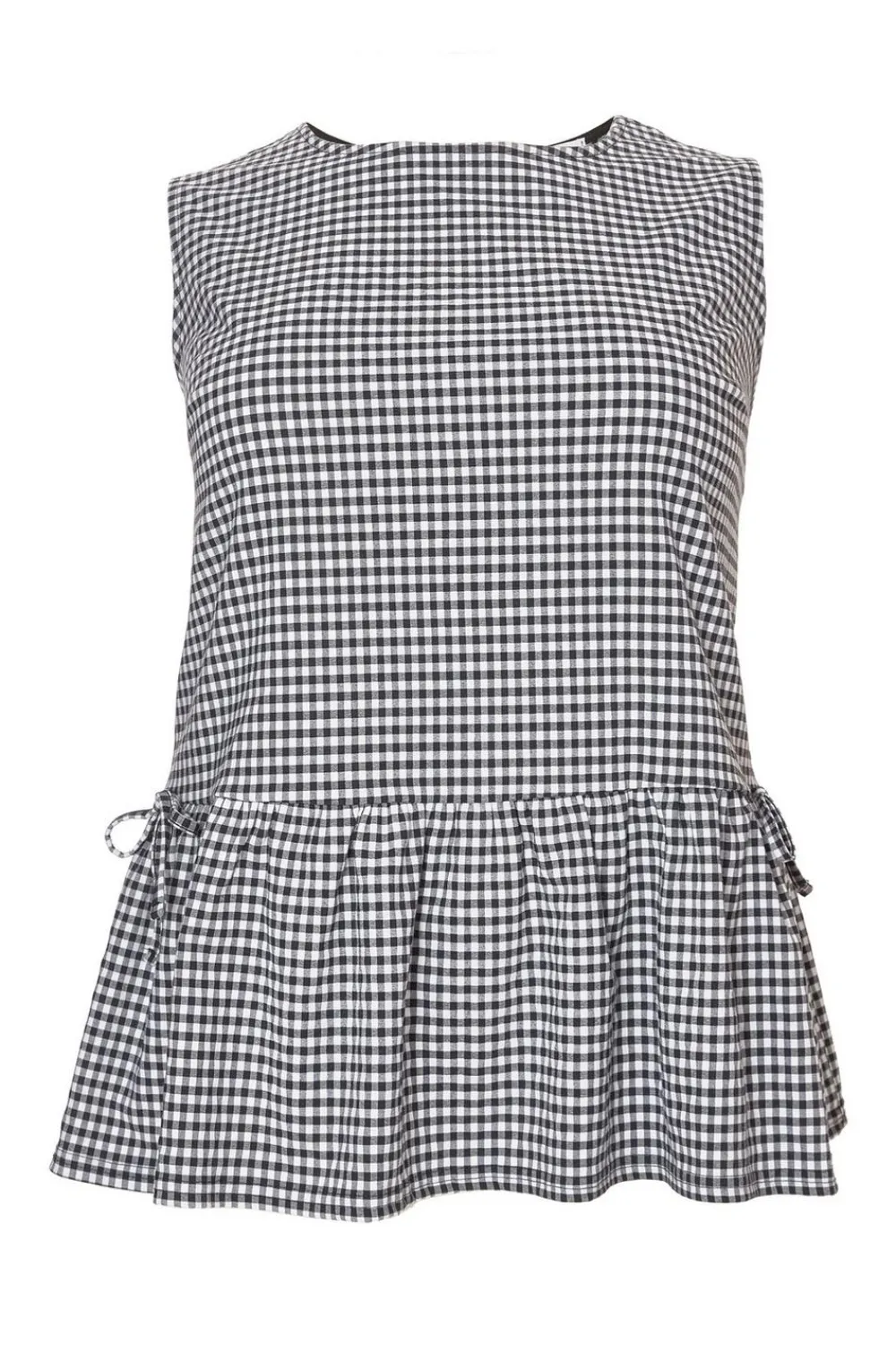 Quiz Summer Tops|Day Tops>Curve Black Gingham Peplum Top