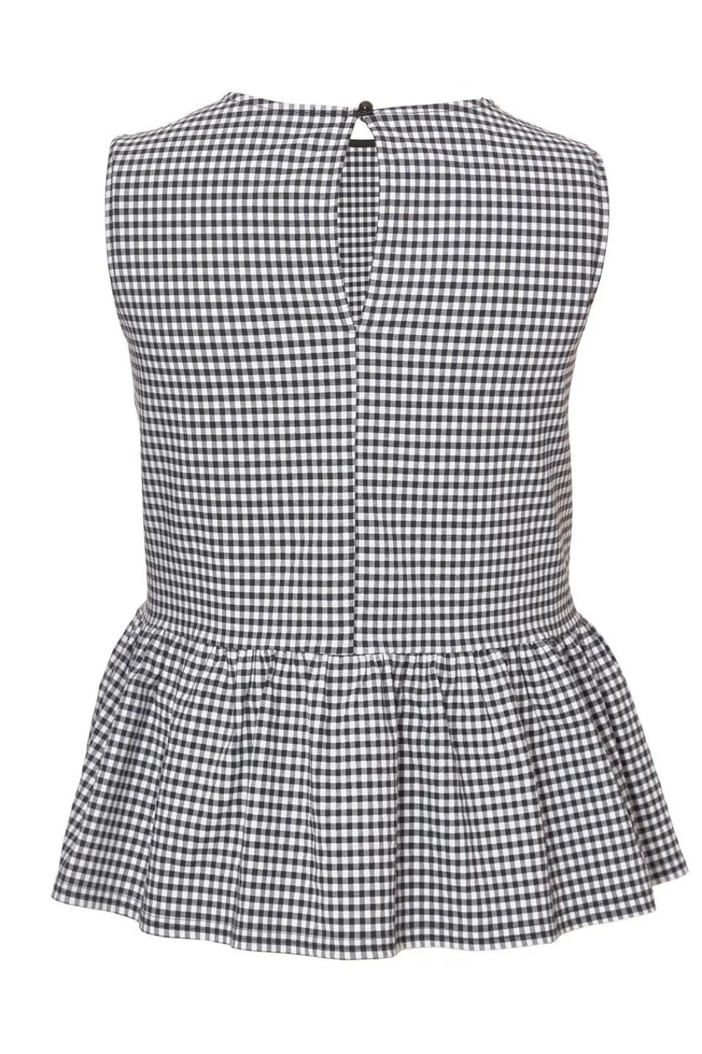 Quiz Summer Tops|Day Tops>Curve Black Gingham Peplum Top