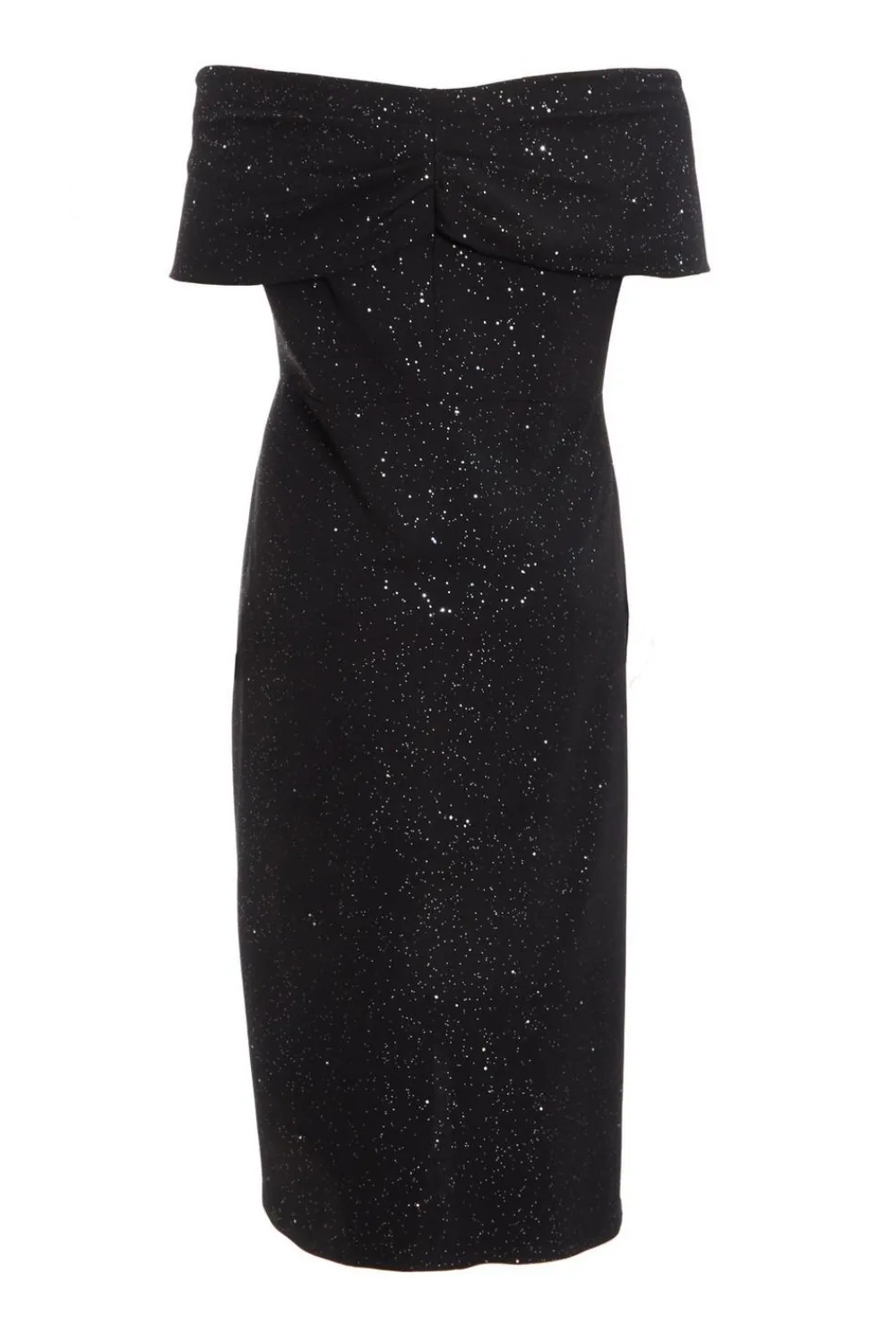 Quiz Evening Dresses|Wedding Guest Dresses>Curve Black Glitter Bardot Midi Dress