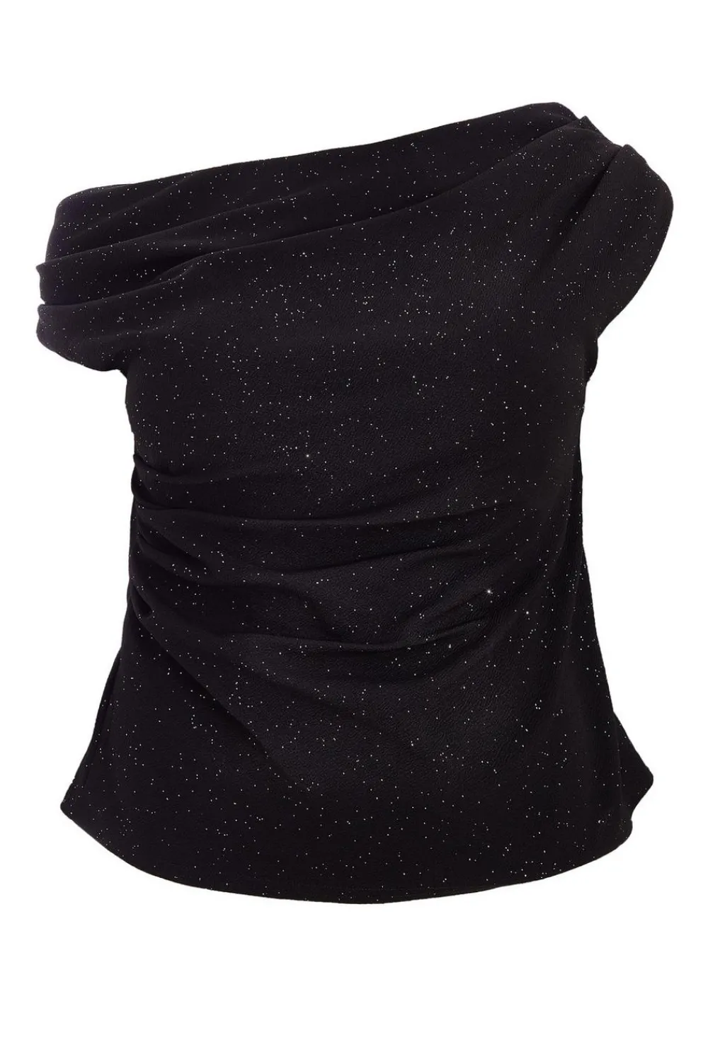 Quiz Going Out Tops|Day Tops>Curve Black Glitter Drape Neck Top