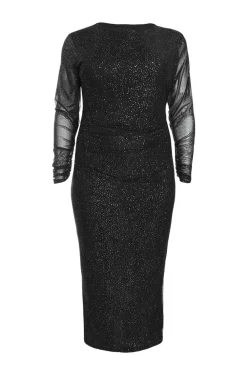 Quiz Evening Dresses|Midi Dresses>Curve Glitter Mesh Midaxi Dress