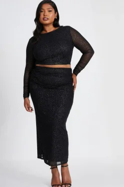 Quiz Skirts|Co-Ords>Curve Glitter Mesh Midaxi Skirt