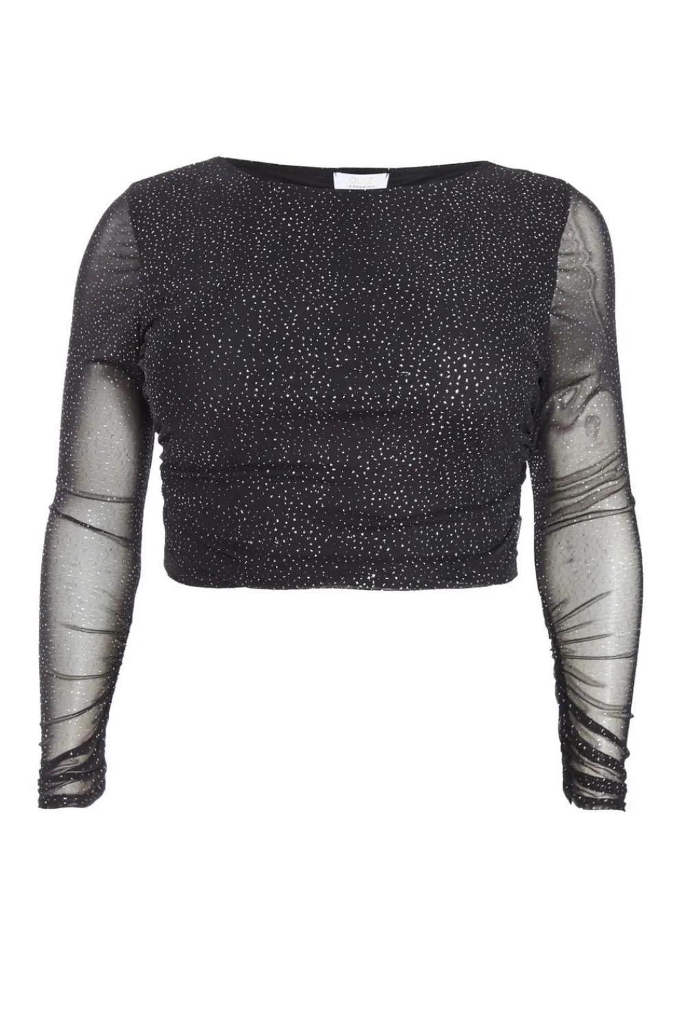 Quiz Going Out Tops|Crop Tops>Curve Glitter Mesh Long Sleeve Top