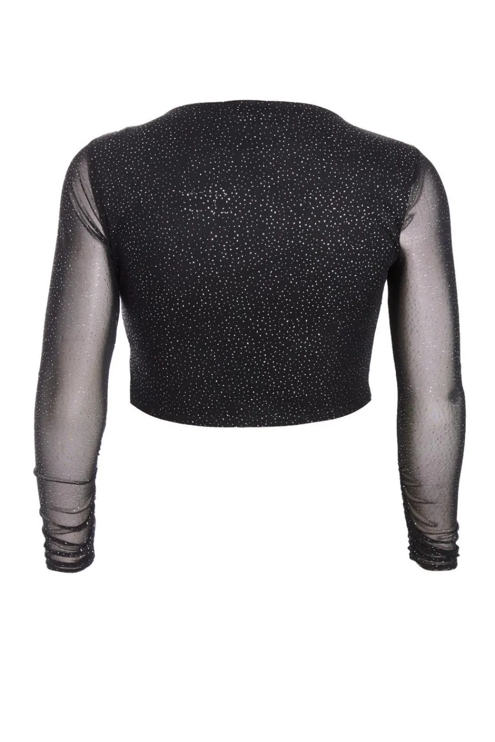 Quiz Going Out Tops|Crop Tops>Curve Glitter Mesh Long Sleeve Top