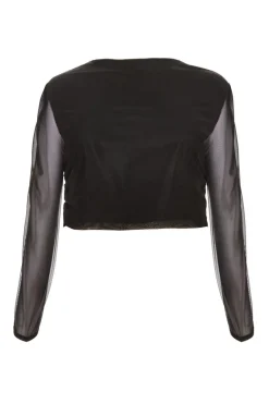 Quiz Crop Tops|Tops>Curve Mesh Crop Top