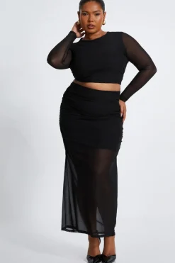 Quiz Co-Ords|Going Out>Curve Mesh Midaxi Skirt