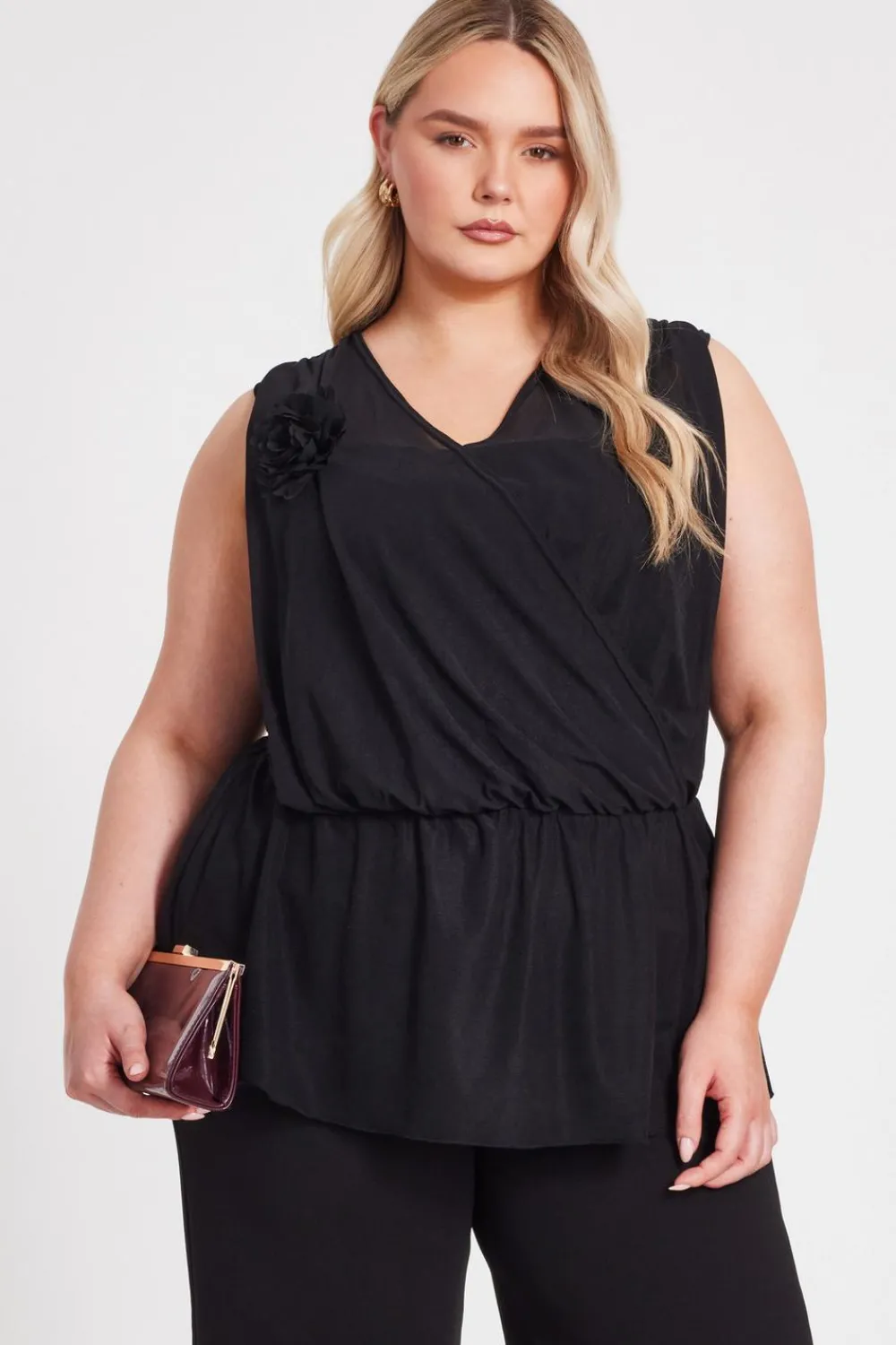 Quiz Shirts & Blouses|Going Out Tops>Curve Black Peplum Top