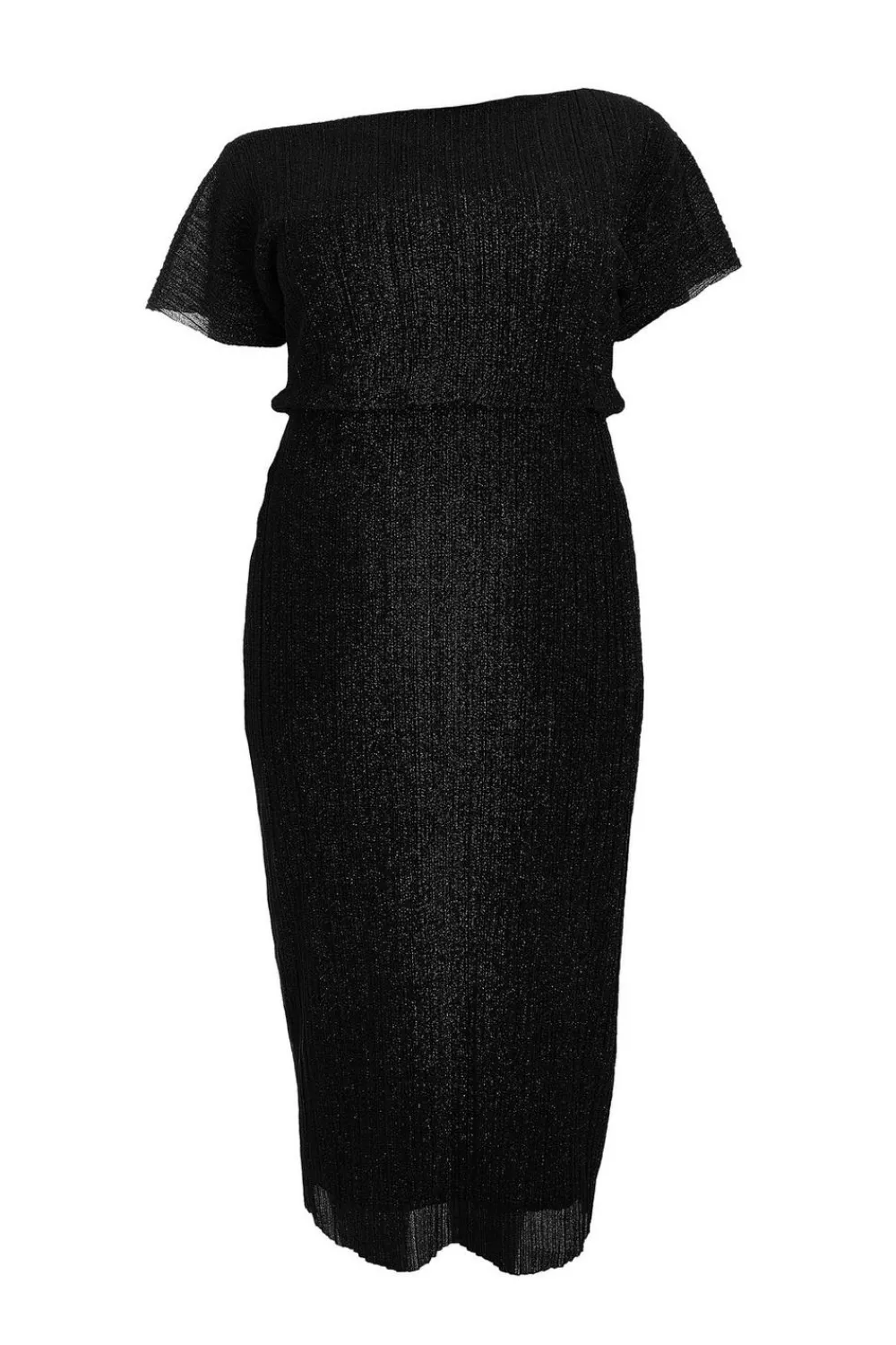 Quiz Evening Dresses|Occasion Dresses>Curve Black Pleated Midi Dress