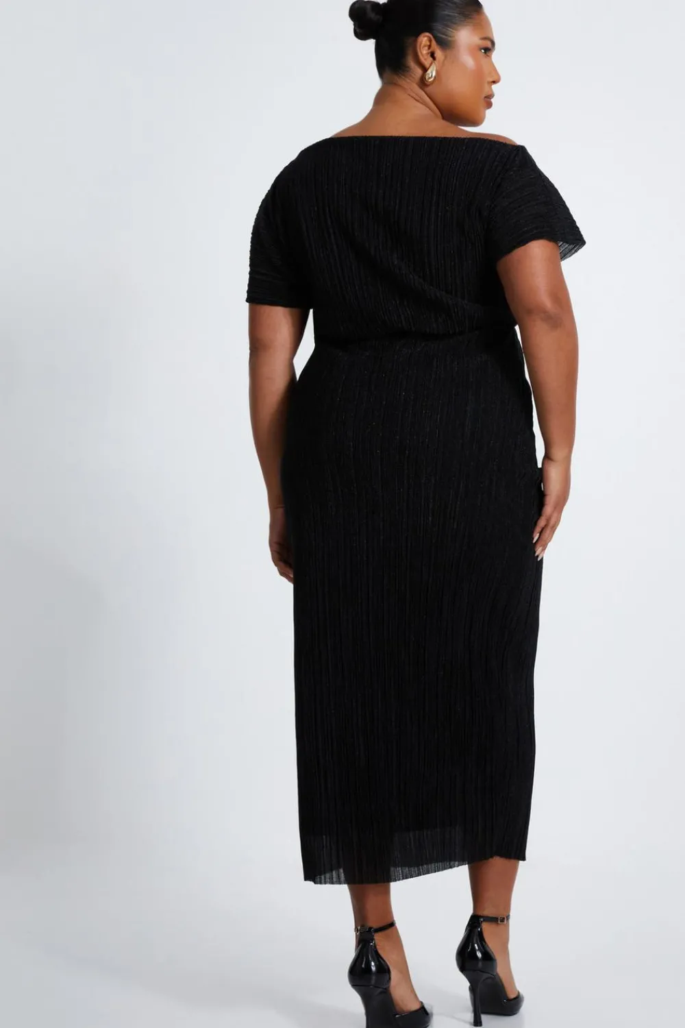 Quiz Evening Dresses|Occasion Dresses>Curve Black Pleated Midi Dress