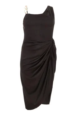 Quiz Summer Clothes|Wedding Guest Dresses>Curve Black Satin Midi Dress