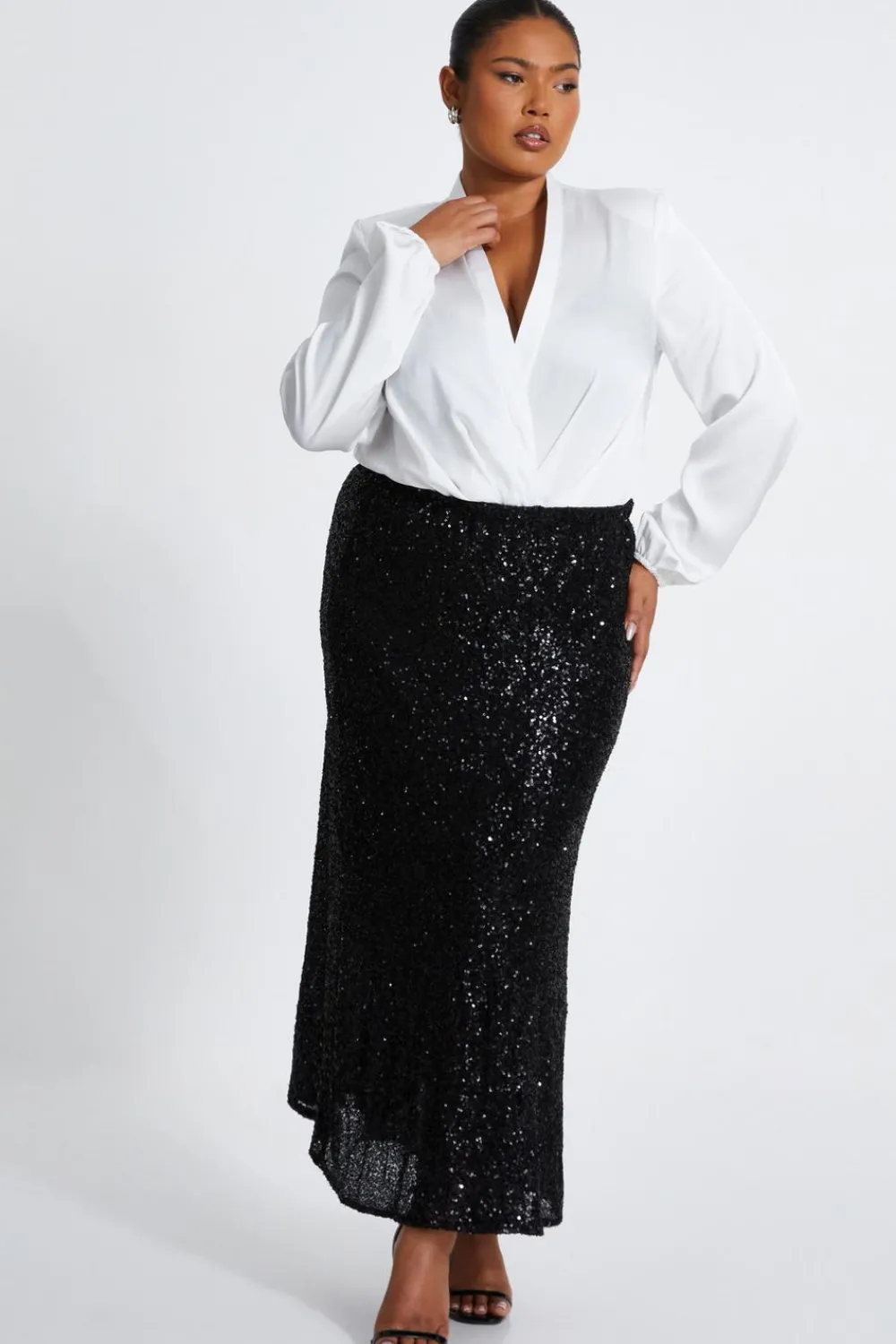 Quiz Skirts|Going Out>Curve Sequin Midaxi Skirt