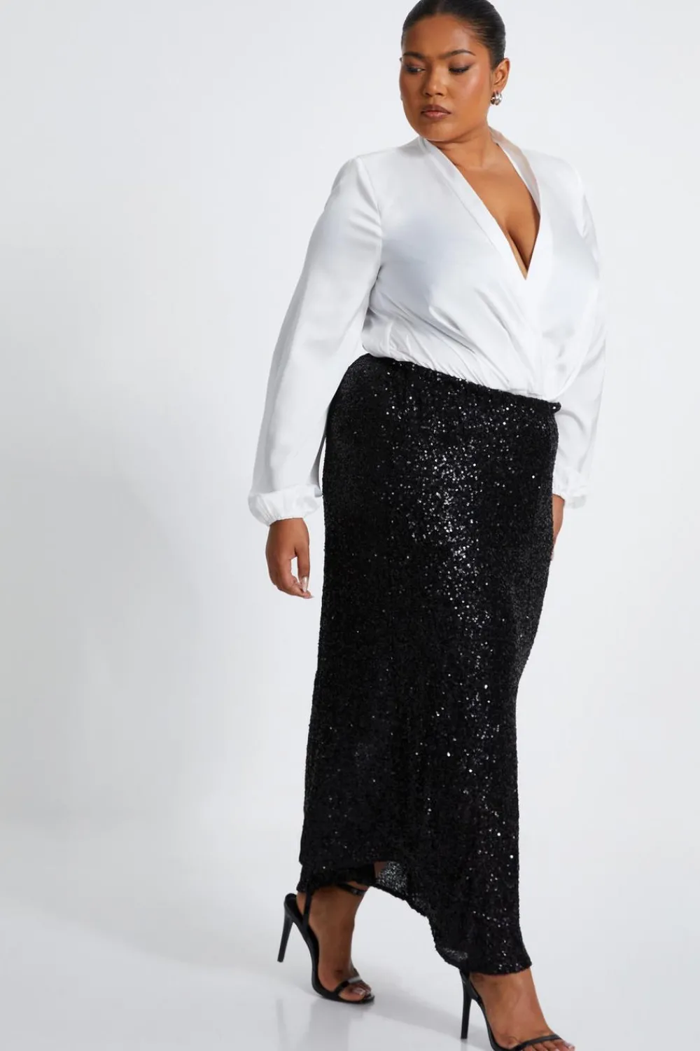 Quiz Skirts|Going Out>Curve Sequin Midaxi Skirt