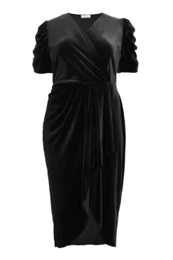 Quiz Evening Dresses|Wrap Dresses>Curve Velvet Wrap Midi Dress