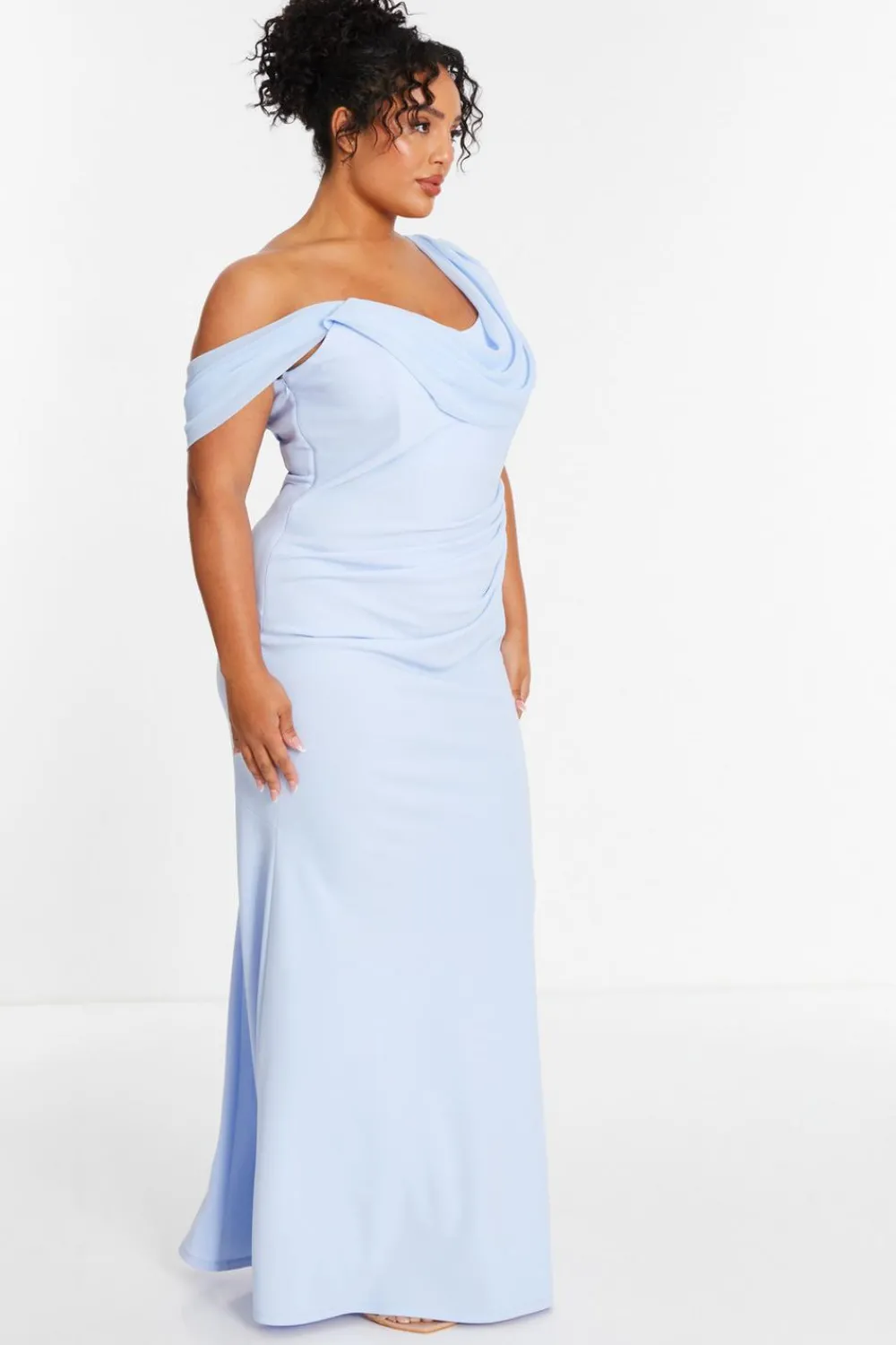 Quiz Prom Dresses|Prom & Ball>Curve Blue Cowl Neck Maxi Dress