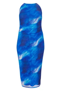 Quiz Summer Clothes|Holiday>Curve Blue Marble Midaxi Dress