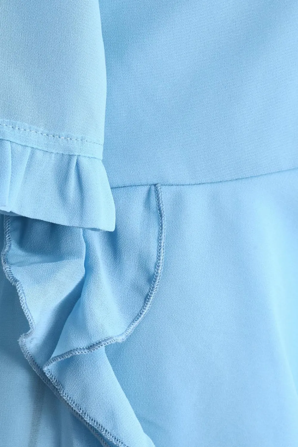 Quiz Summer Tops|Tops>Curve Blue Ruffle Peplum Top