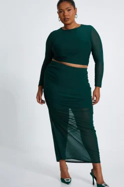 Quiz Co-Ords|Going Out>Curve Mesh Midaxi Skirt