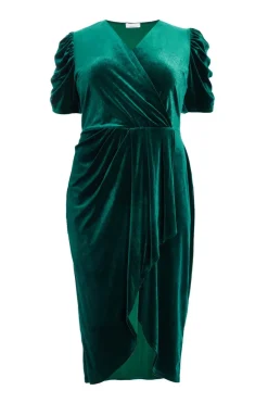 Quiz Evening Dresses|Wrap Dresses>Curve Velvet Wrap Midi Dress