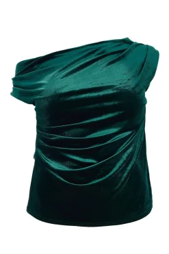 Quiz Going Out Tops|Tops>Curve Bottle Green Velvet Top