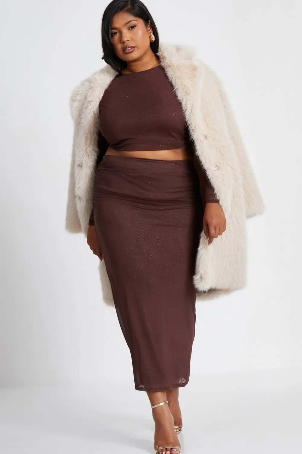 Quiz Skirts|Co-Ords>Curve Glitter Mesh Midaxi Skirt