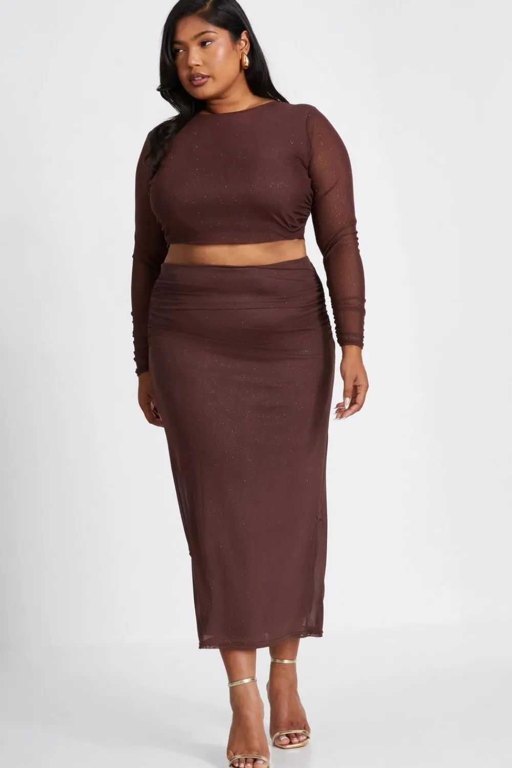 Quiz Skirts|Co-Ords>Curve Glitter Mesh Midaxi Skirt