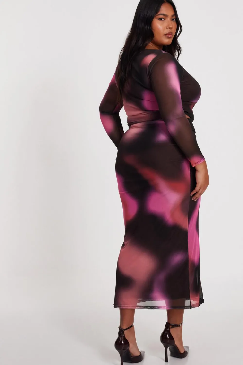 Quiz Skirts|Modest>Curve Brown Marble Midaxi Skirt
