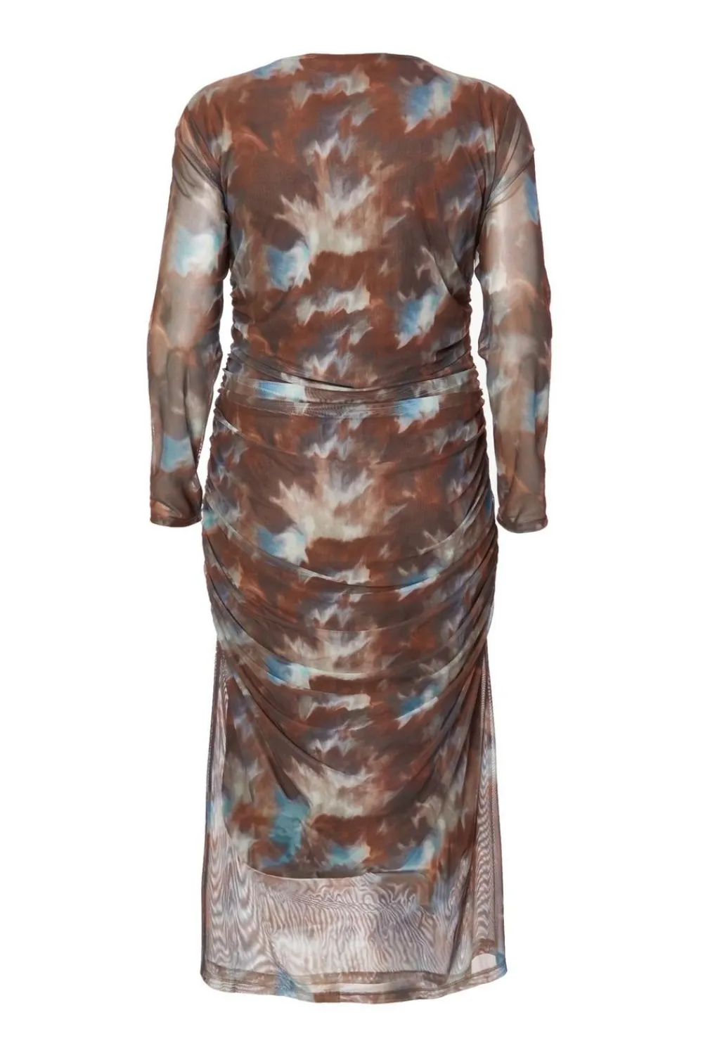 Quiz Going Out|Dresses>Curve Brown Mesh Printed Midaxi Dress