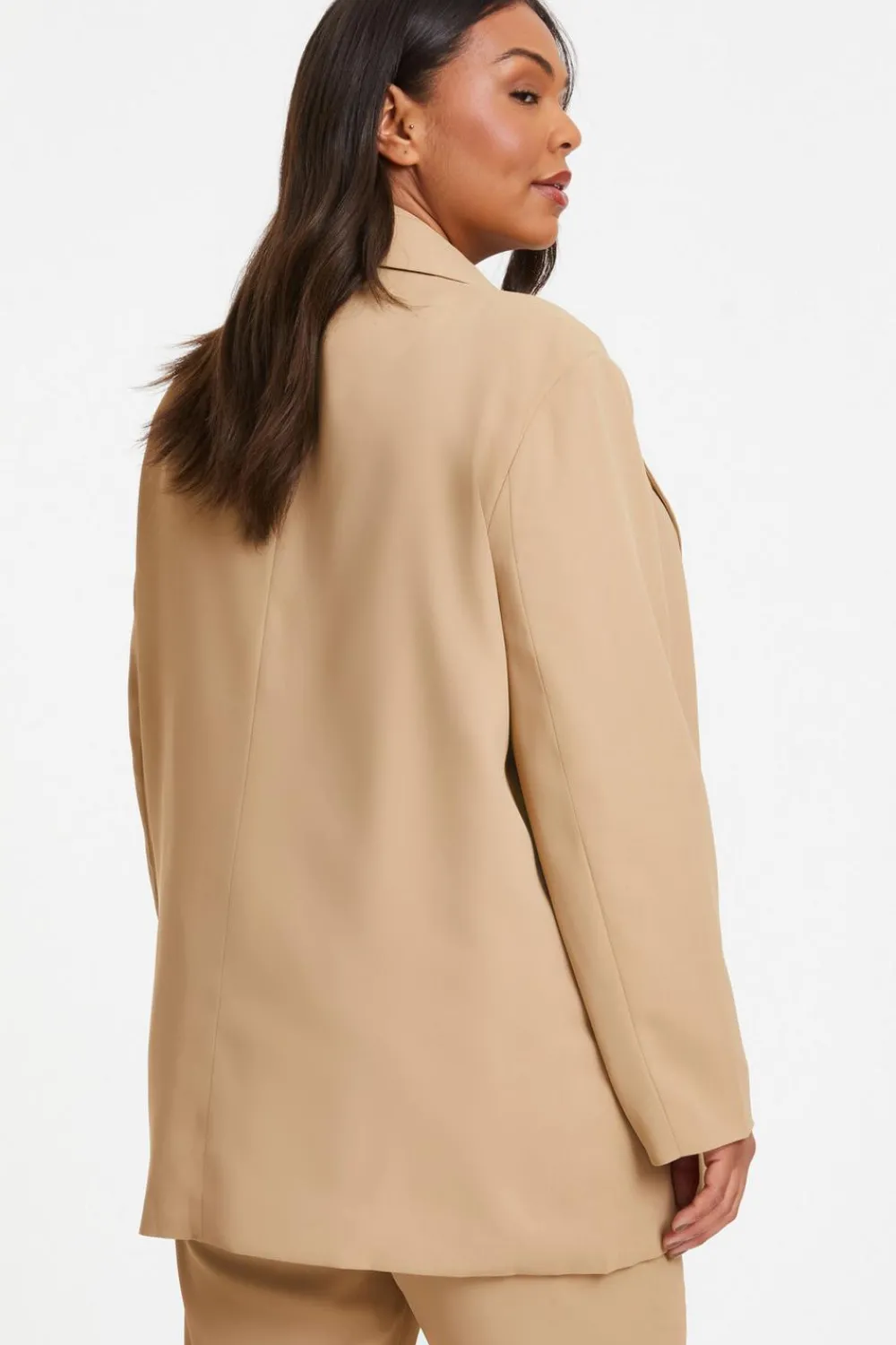 Quiz Workwear|Jackets & Coats>Curve Camel Oversized Tailored Blazer