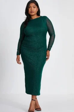 Quiz Evening Dresses|Midi Dresses>Curve Glitter Mesh Midaxi Dress