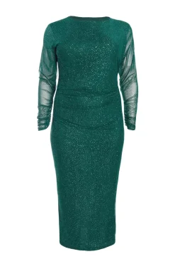 Quiz Evening Dresses|Midi Dresses>Curve Glitter Mesh Midaxi Dress