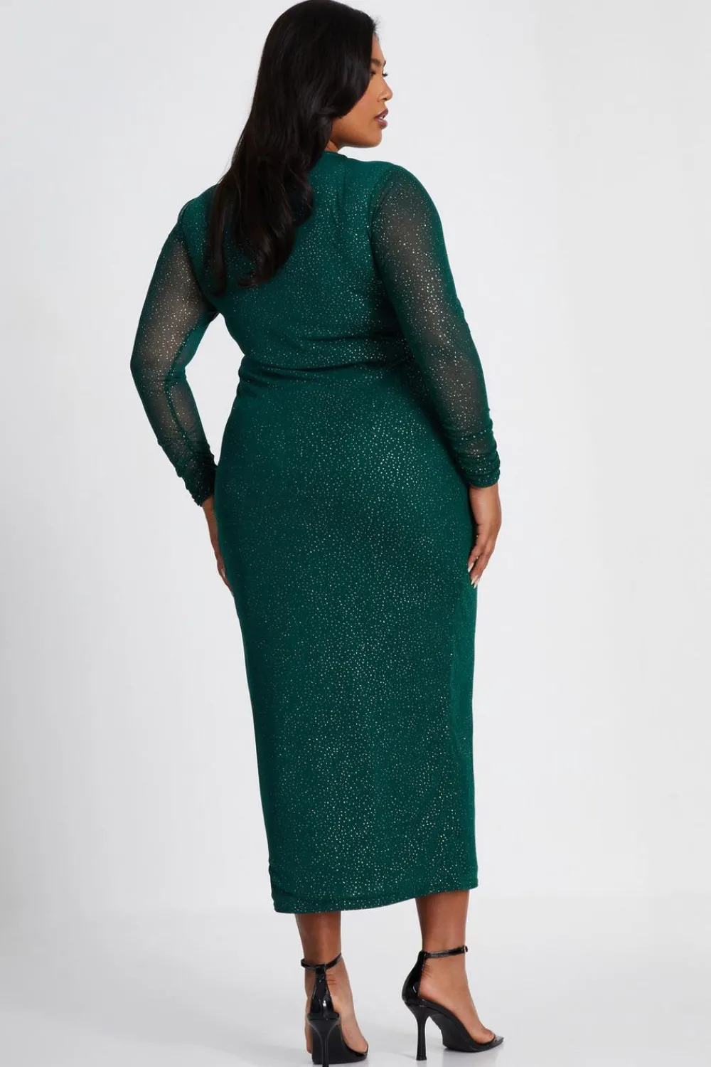 Quiz Evening Dresses|Midi Dresses>Curve Glitter Mesh Midaxi Dress