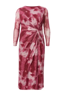 Quiz Day At The Races|Modest>Curve Dark Pink Marble Print Midaxi Dress