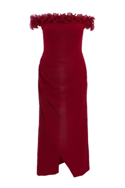 Quiz Prom Dresses|Evening Dresses>Curve Dark Red Bardot Maxi Dress