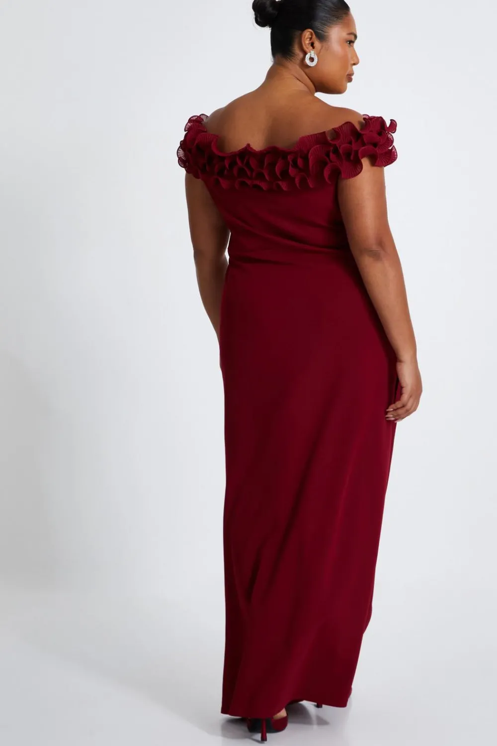 Quiz Prom Dresses|Evening Dresses>Curve Dark Red Bardot Maxi Dress