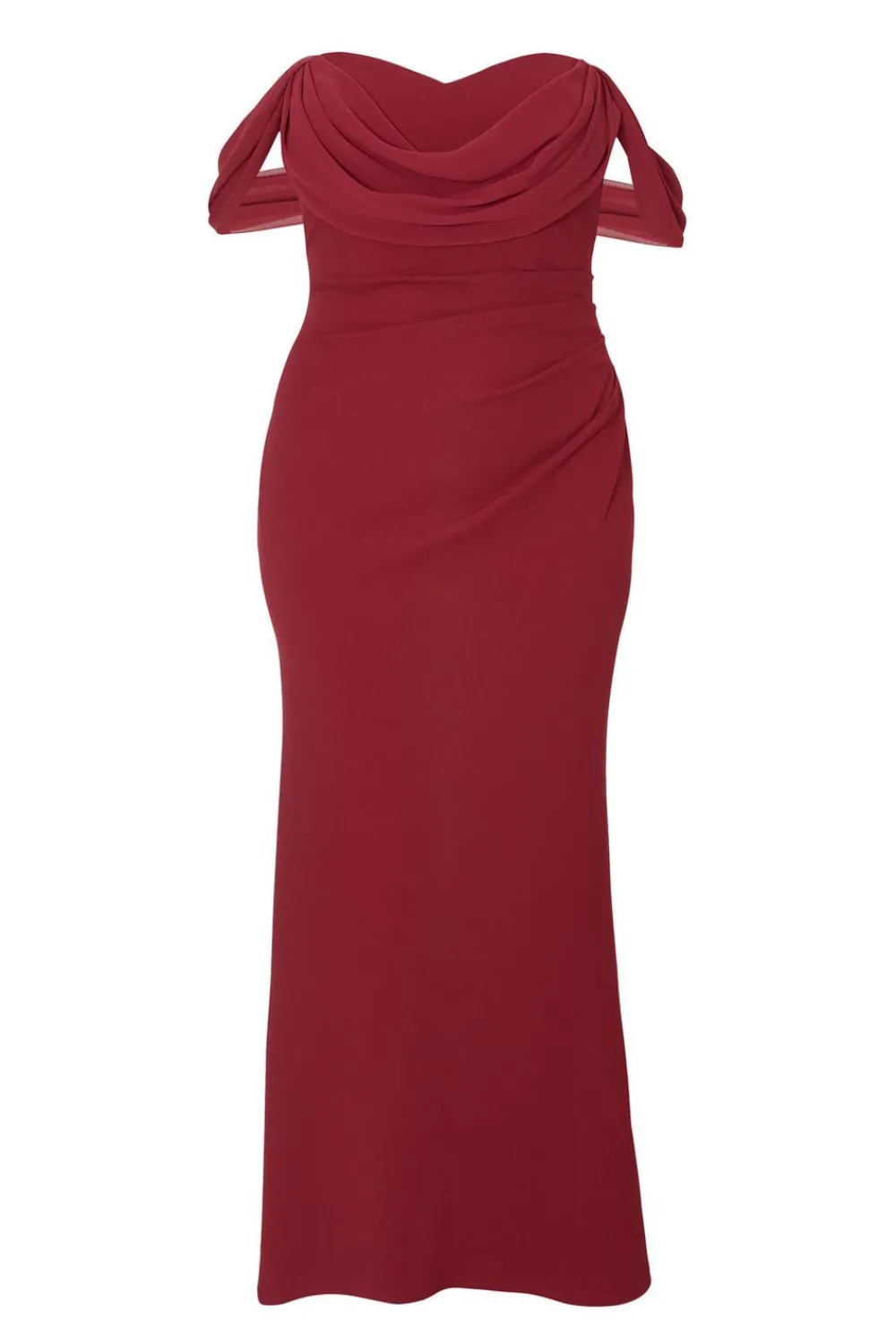 Quiz Prom Dresses|Prom & Ball>Curve Dark Red Chiffon Bardot Maxi Dress