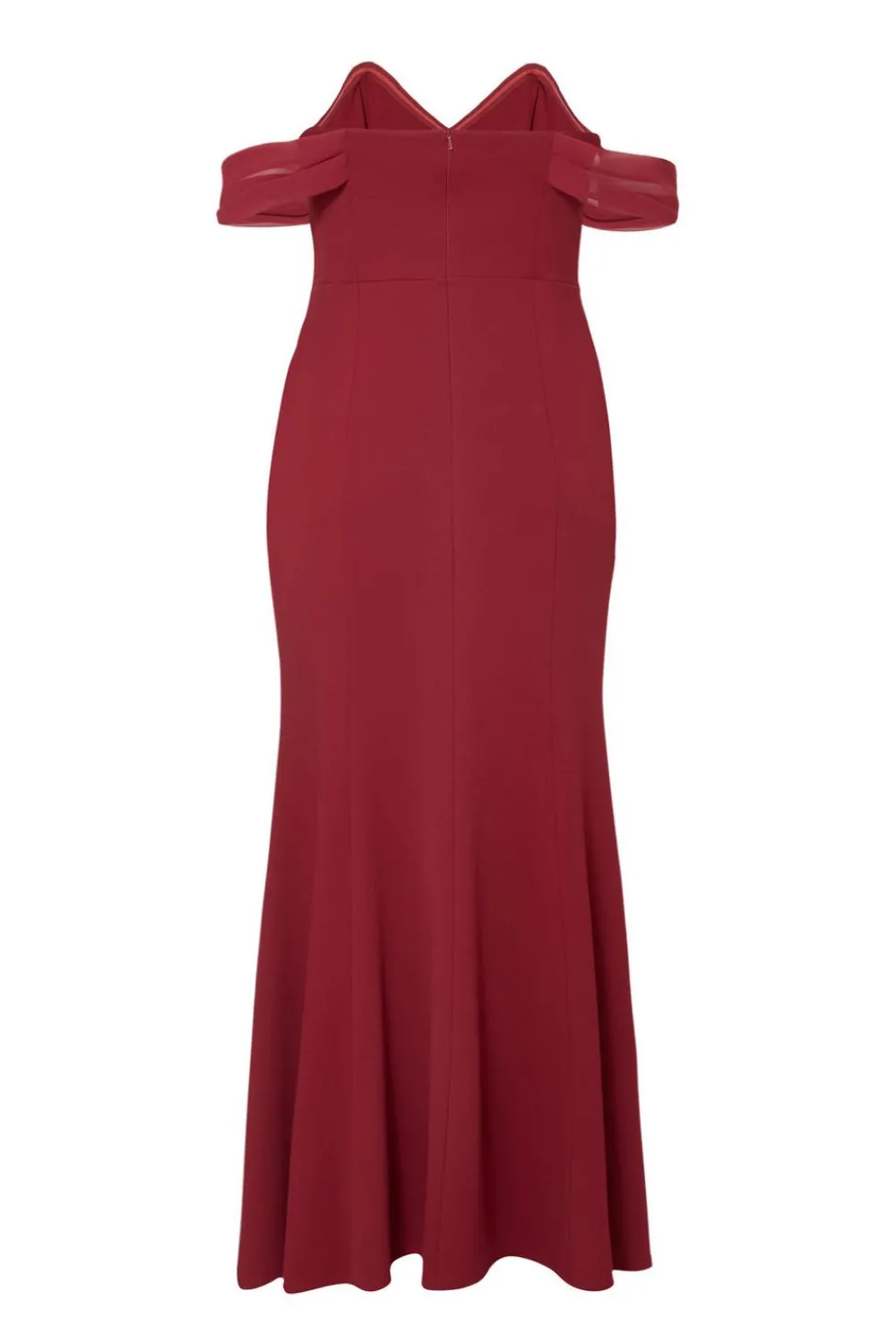 Quiz Prom Dresses|Prom & Ball>Curve Dark Red Chiffon Bardot Maxi Dress