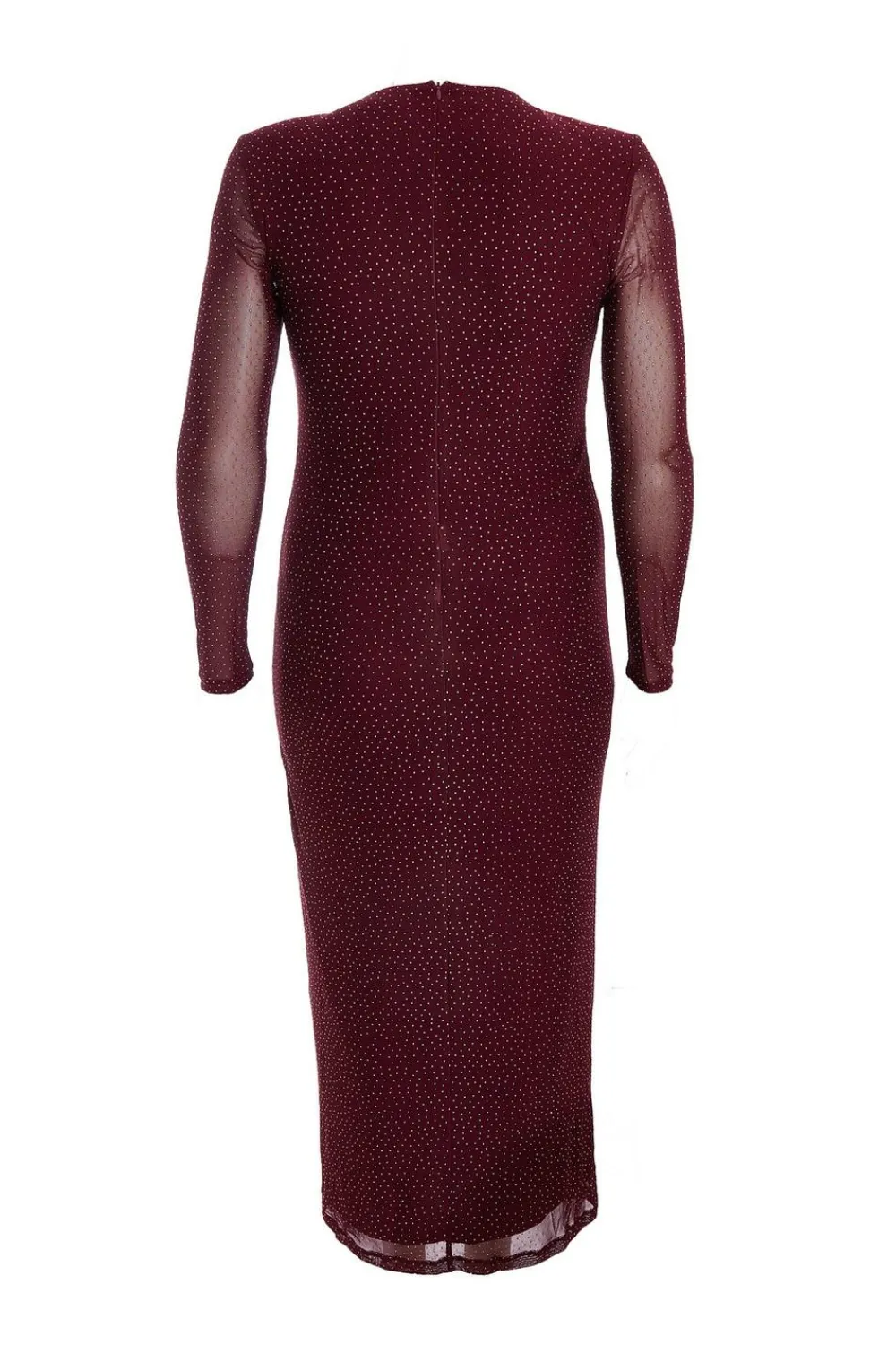 Quiz Evening Dresses|Trending: Red>Curve Dark Red Mesh Midaxi Dress