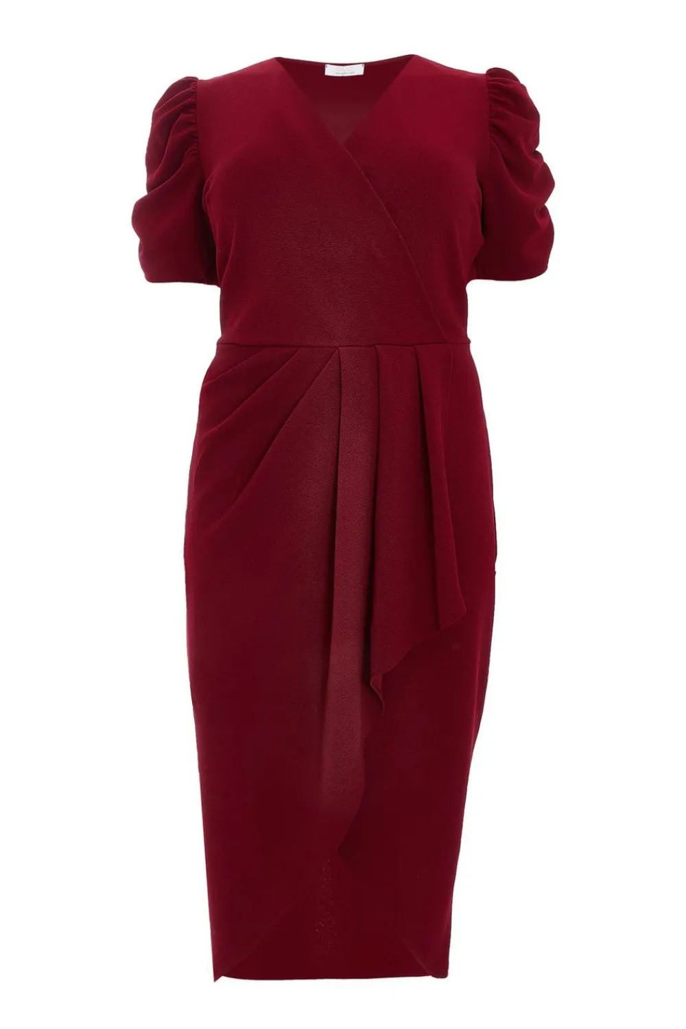 Quiz Evening Dresses|Trending: Red>Curve Dark Red Wrap Midi Dress