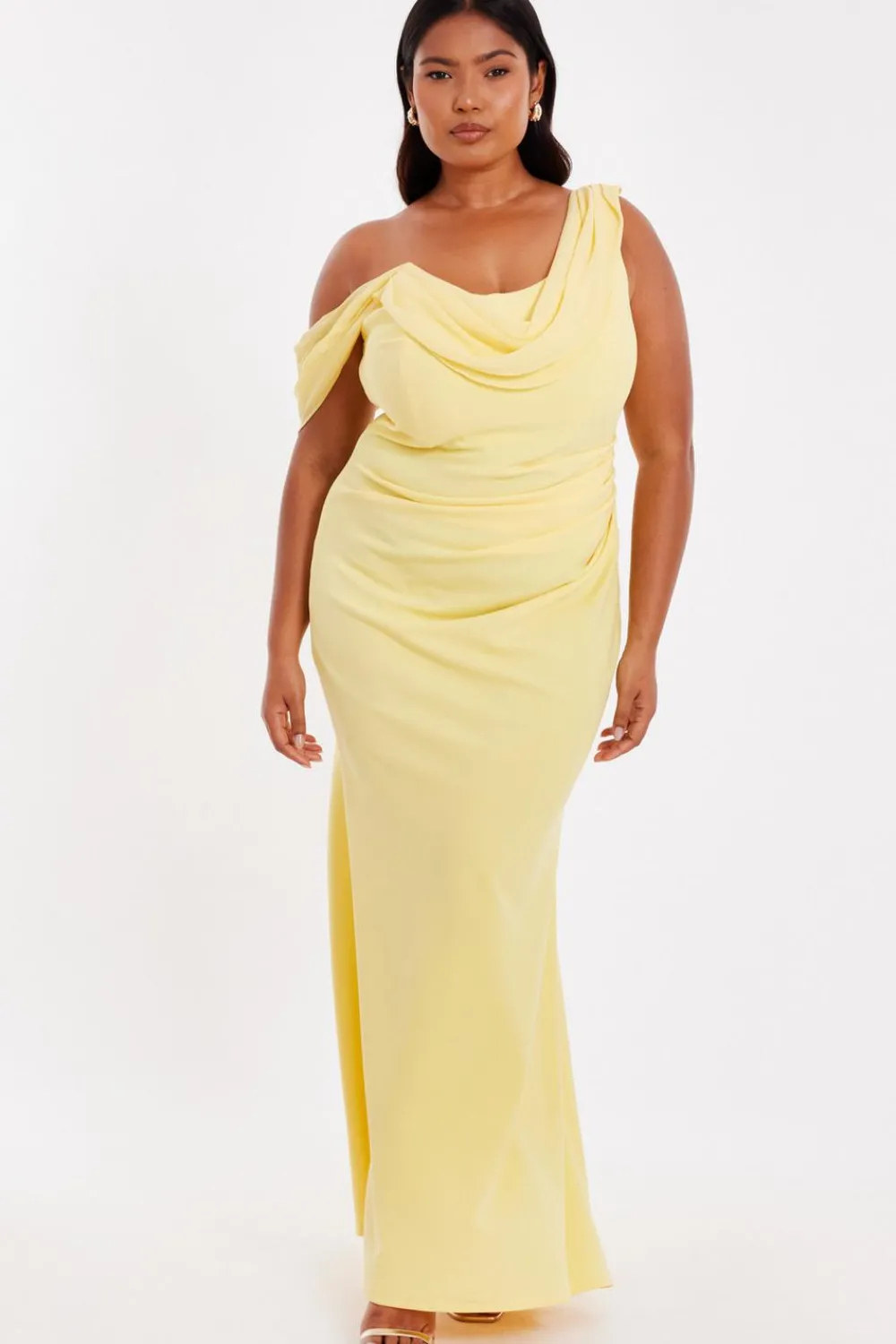Quiz Prom Dresses|Prom & Ball>Curve Lemon Drop Sleeve Maxi Dress