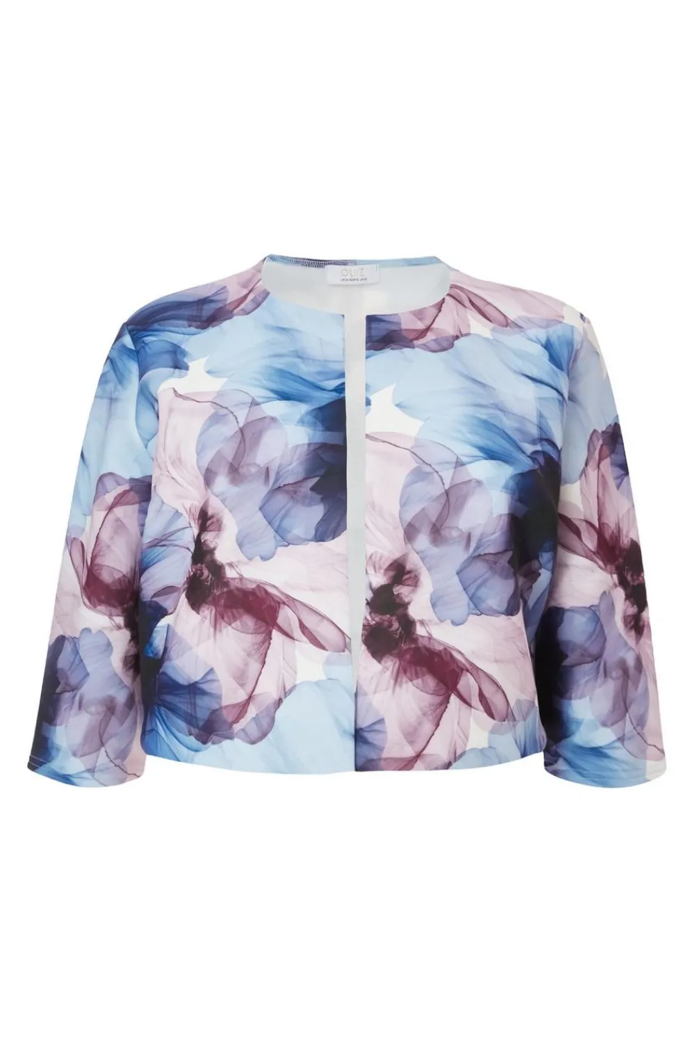 Quiz Day At The Races|Christening Guest>Curve Light Blue Floral Cropped Jacket