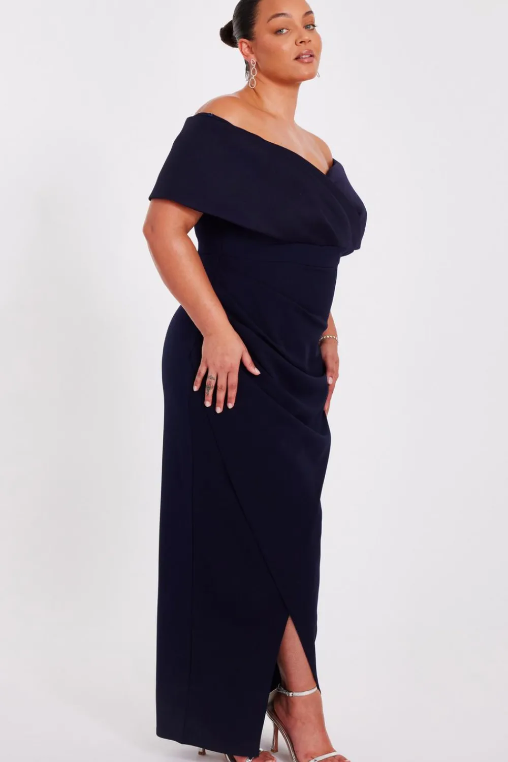 Quiz Prom Dresses|Prom & Ball>Curve Navy Bardot Maxi Dress