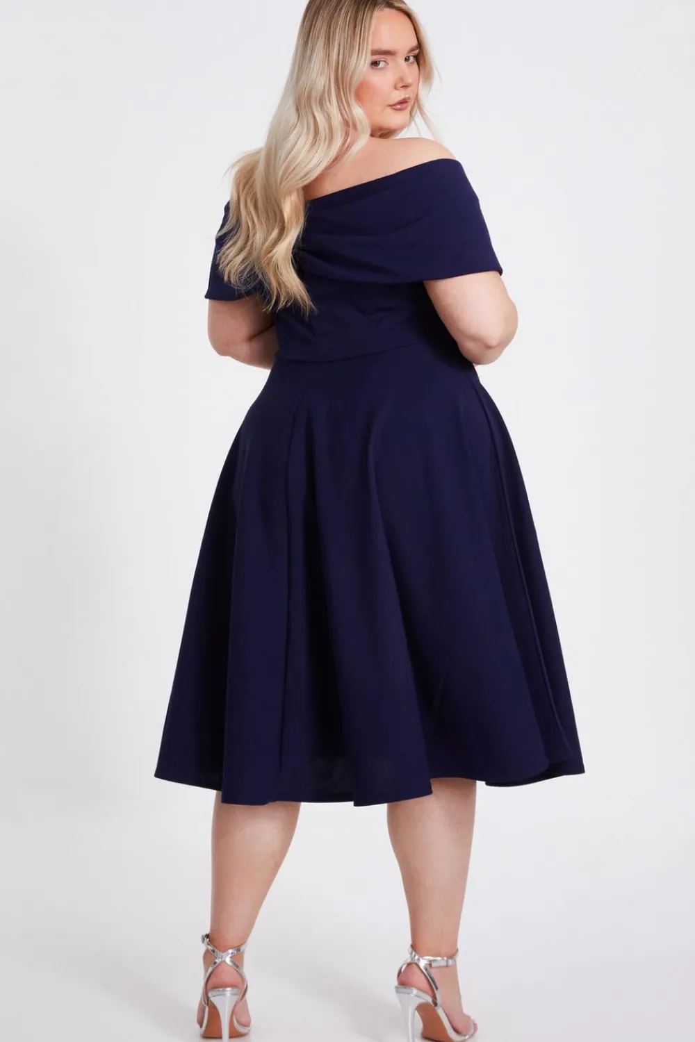 Quiz Evening Dresses|Day At The Races>Curve Bardot Midi Dress