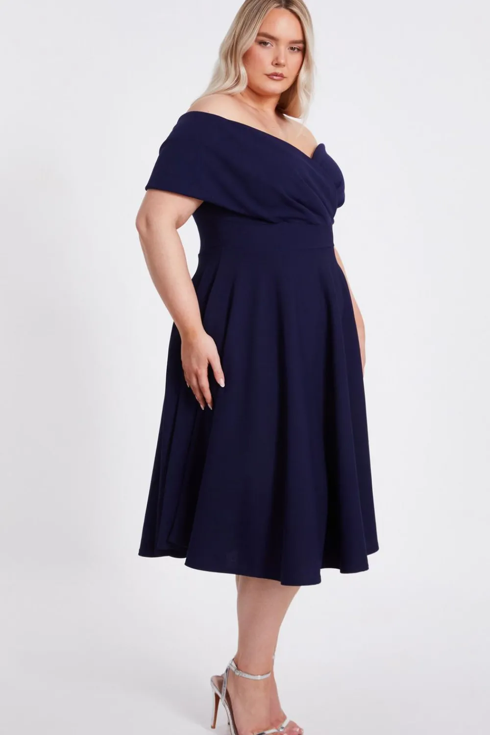 Quiz Evening Dresses|Day At The Races>Curve Bardot Midi Dress
