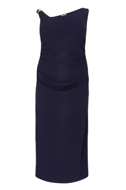 Quiz Day At The Races|Christening Guest>Curve Navy Buckle Detail Midaxi Dress