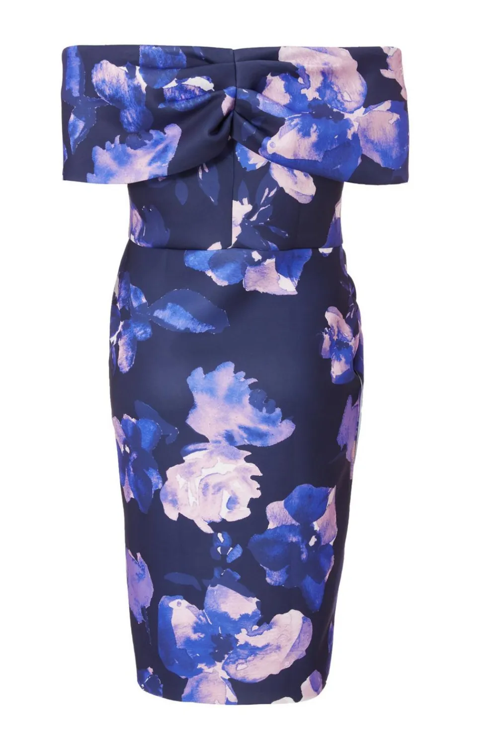 Quiz Evening Dresses|Day At The Races>Curve Navy Floral Bardot Midi Dress