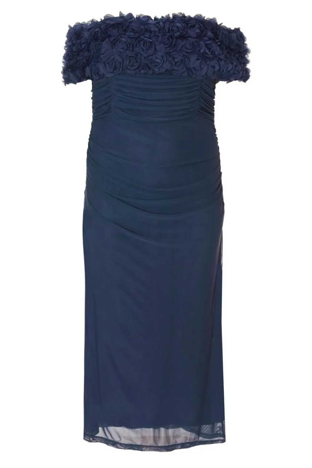 Quiz Day At The Races|Dresses>Curve Navy Mesh Bardot Midaxi Dress